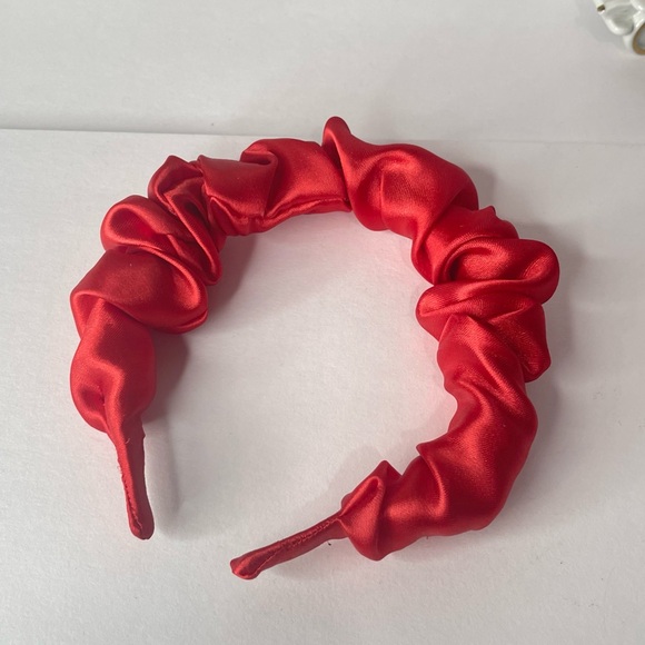 Red Satin Headband wrap scrunched For Women Pleated design - Picture 15 of 15
